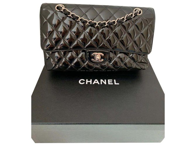Chanel TIMELESS Black Patent leather  ref.145542