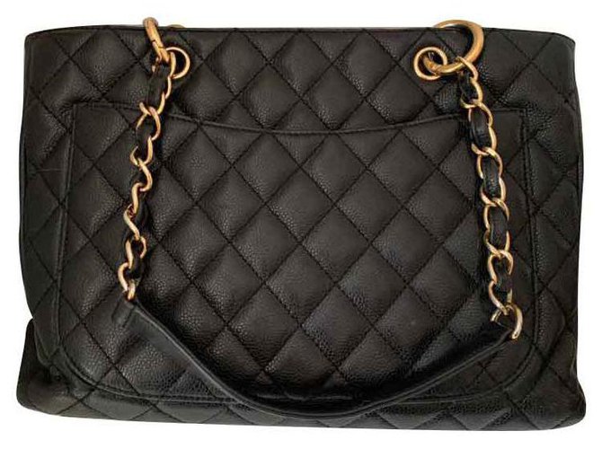 Chanel Großartiges Einkaufen Schwarz Leder  ref.145543