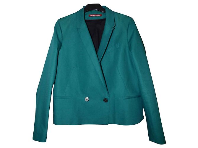 Chaqueta Blazer Comptoir Des Cotonniers Verde Oscuro Algodón Lino 42