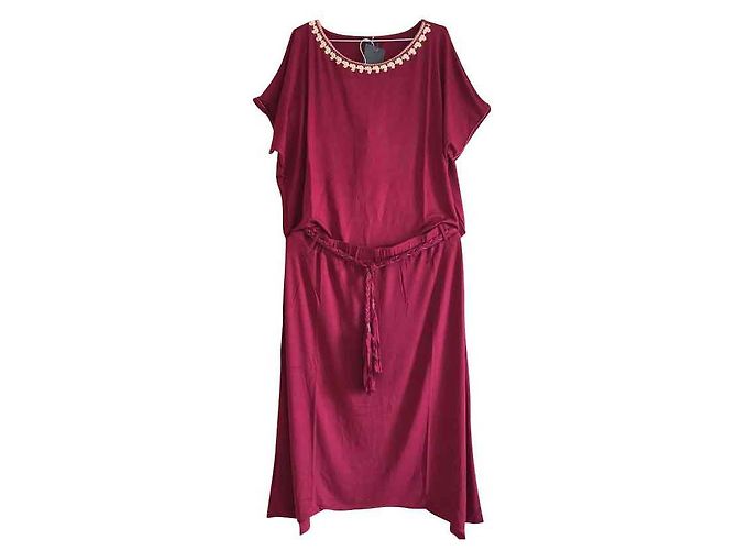Autre Marque Set Jabador DIAMANTINE Bordeaux e Oro Viscosa XL D'oro Bordò