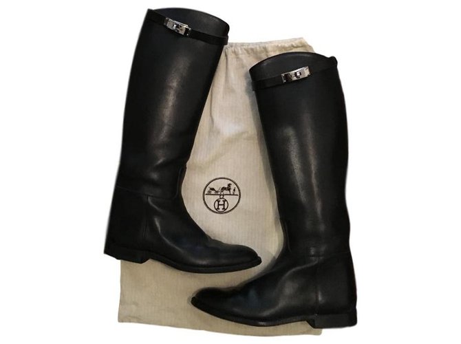 Hermès Boots Black Leather  ref.145675