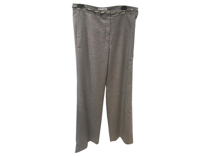 Chanel Pants, leggings Grey Silk Cashmere Wool Elastane  ref.145717