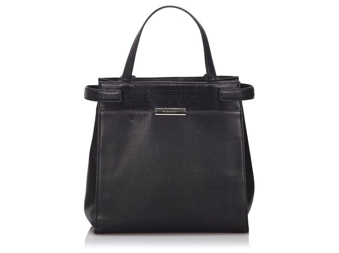 Burberry Black Leather Tote Bag  ref.145807