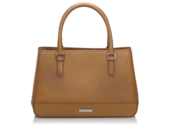 Burberry Brown Leather Handbag Beige  ref.145828