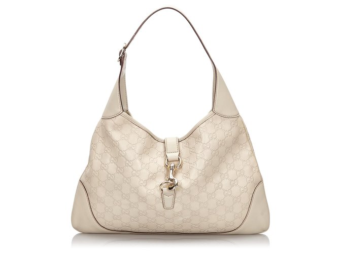 Gucci White Guccissima Jackie Shoulder Bag Cream Leather  ref.145833