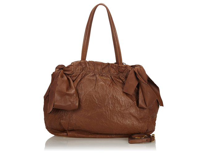 Cartable en cuir marron Prada  ref.145841