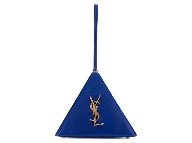 Autre Marque Pochette a piramide in pelle blu YSL  ref.145849