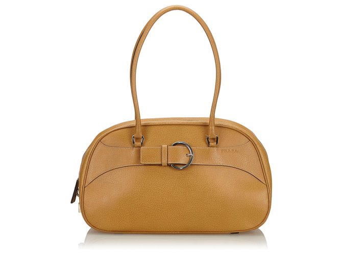 Prada Brown Leather Shoulder Bag Light brown  ref.145859