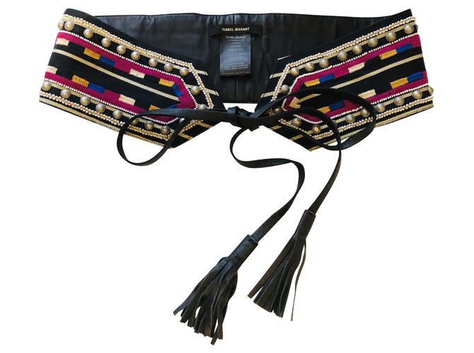 Isabel Marant cotton and leather belt Multiple colors  ref.145883