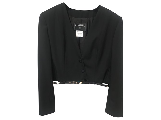 Chanel Skirt suit Black Wool  ref.145891