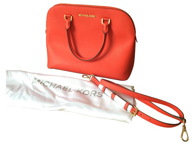 MICHAEL Michael Kors Large Dome Satchel Cindy Orange Leather  -  Joli Closet