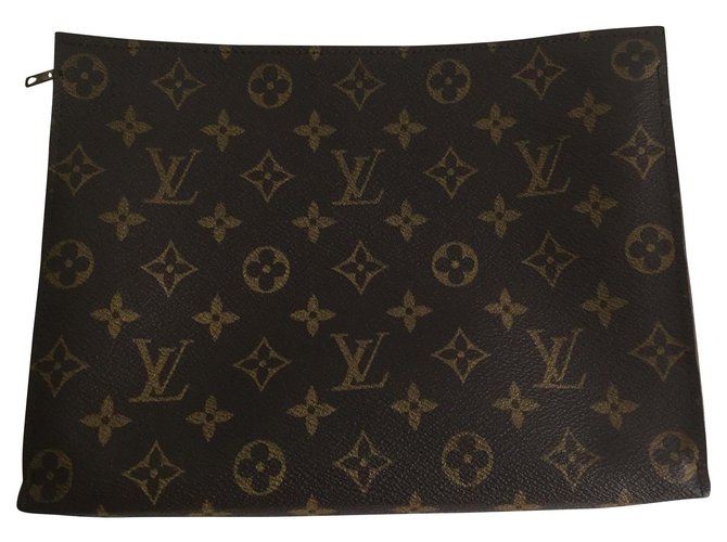 Louis Vuitton Sacos de embreagem Marrom Couro  ref.145907