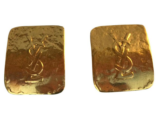 Yves Saint Laurent earrings Golden Metal  ref.145908