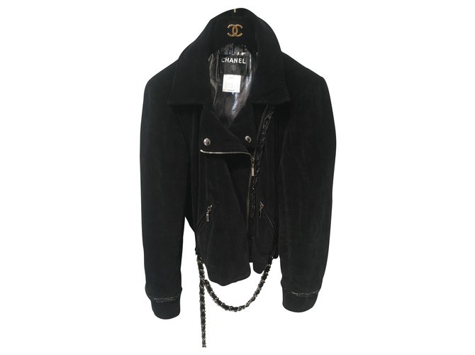 Chanel Biker jackets Black Velvet  ref.145910