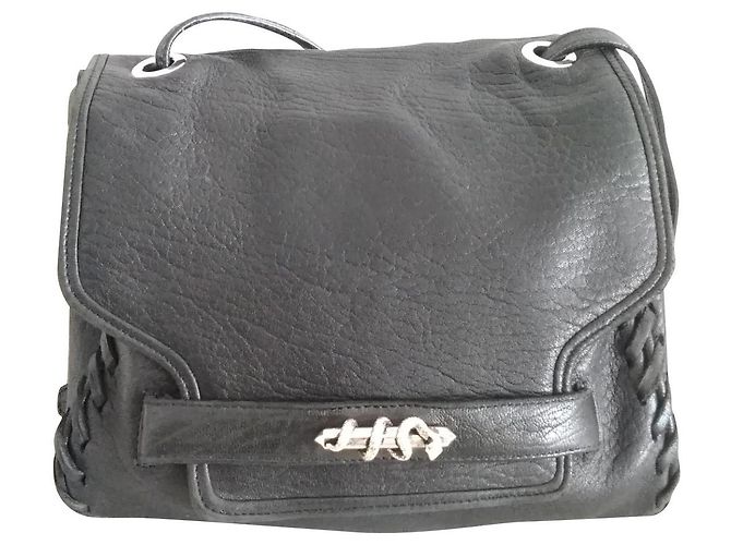 Borsa Velvetine in pelle d'agnello nera Nero