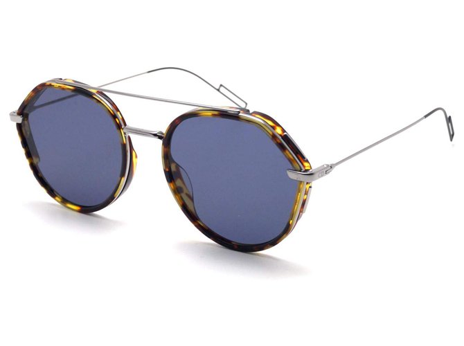VIDROS DIOR "DIOR0219S ", TARTARUGA E AZUL óculos de sol óculos Multicor Metal Acetato  ref.145923