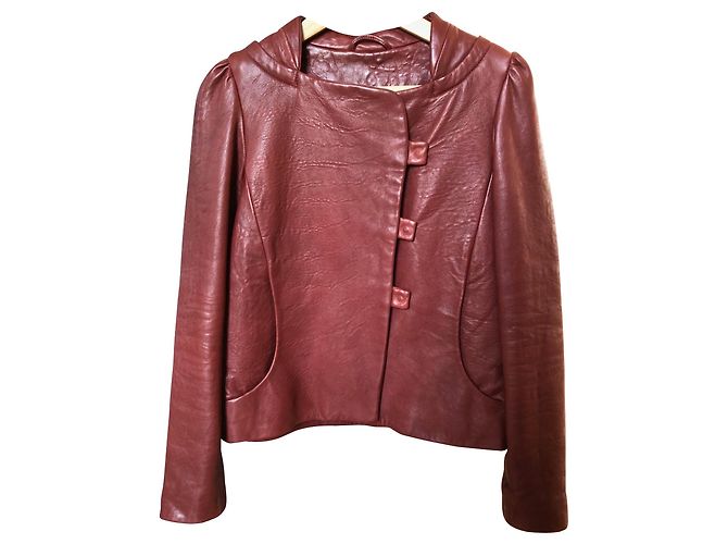 Giacca a trapezio Bash Cyra in pelle bordeaux Bordò