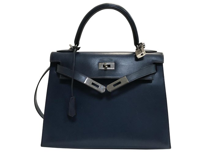 Hermès Kelly 28 Blue Leather  ref.145947