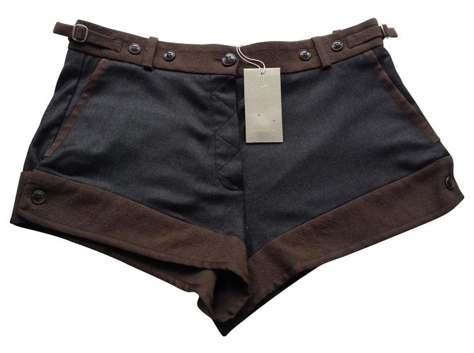 Vanessa Bruno Grey Brown Wool Shorts Dark grey  ref.145957