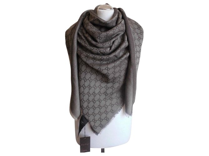 gucci brown new scarf Silk Wool  ref.146012