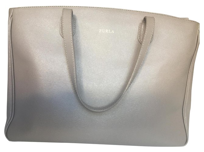 Furla Classy Handbag Taupe Leather  ref.146092