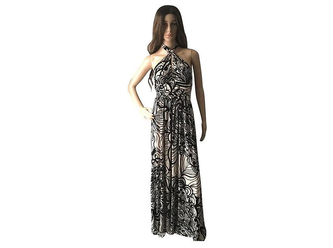 Alain Manoukian Langkleid creme und schwarz