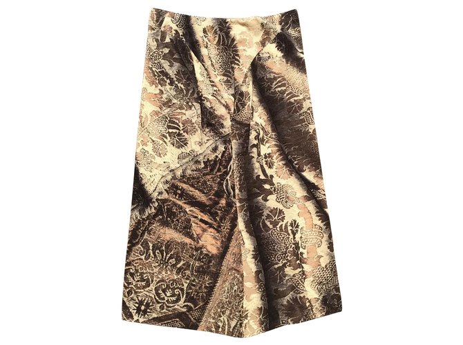 Roberto Cavalli Skirts Brown Grey Khaki Wool Elastane Polyamide  ref.146182