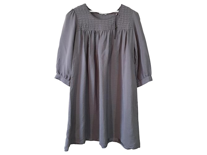 Sessun Dresses Silvery Grey Silk  ref.146191