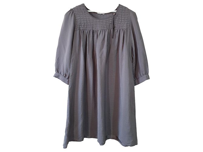 Sessun Seidenkleid Grau Silber M