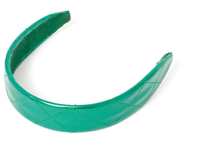 Chanel GREEN QUILTED HEADBAND Plastique Vert  ref.146192