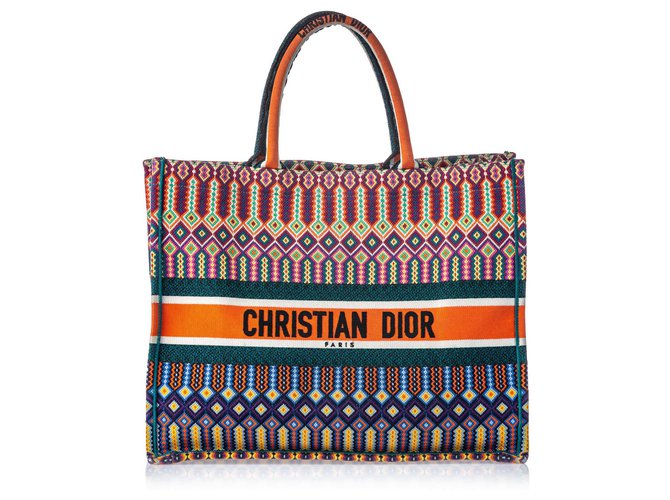 Borsa tote Dior con ricami multipli Multicolore Tela Panno  ref.146229