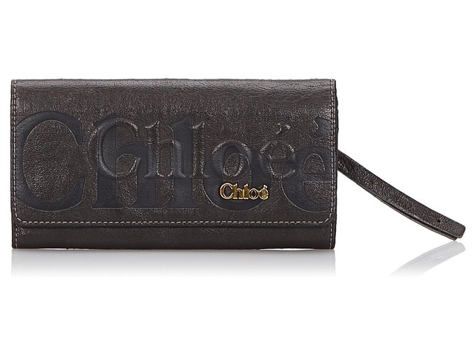 Chloé Portefeuille long en cuir noir Eclipse de Chloe  ref.146238