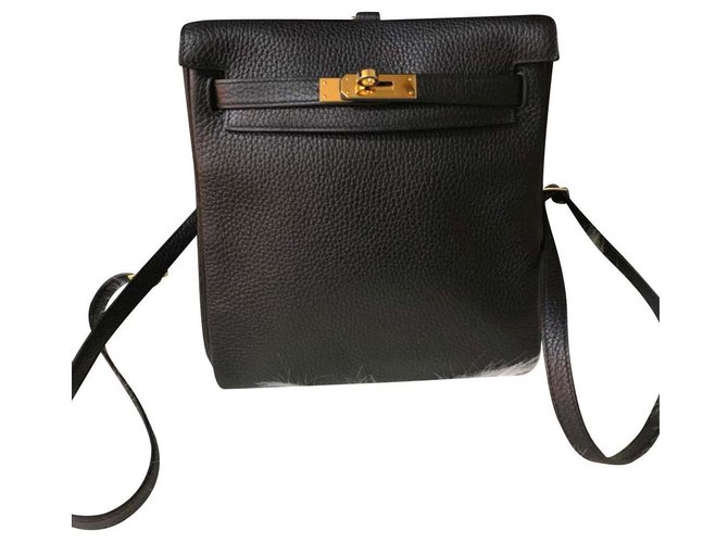 Hermès Black Togo Hermes Kelly ado backpack Leather ref.146266