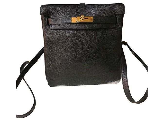 Hermès Mochila negra de ado Togo Hermes Kelly Negro