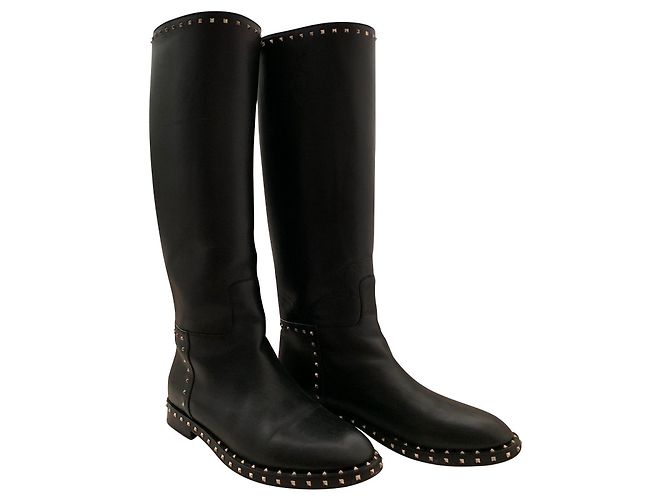 Botas Valentino Rockstud de piel negra talla 41 Negro
