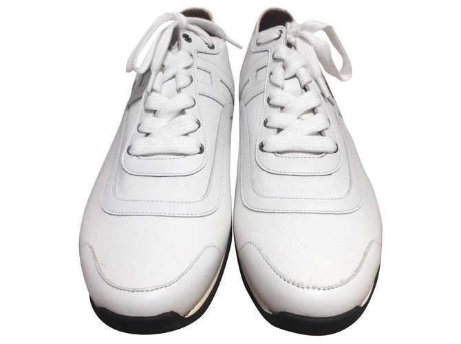 Hermès Sneakers White Orange Cloth  ref.146312