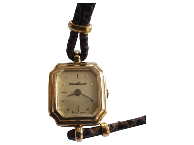Jaeger Lecoultre Très petite montre habillée Cuirs exotiques Marron  ref.146347