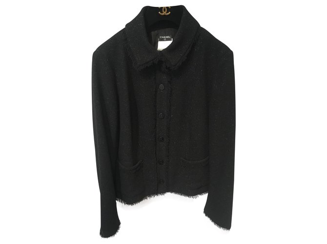 Chanel Jackets Black Wool  ref.146393