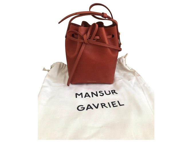 Mansur Gavriel Mini mini saco de balde Marrom Couro  ref.146492