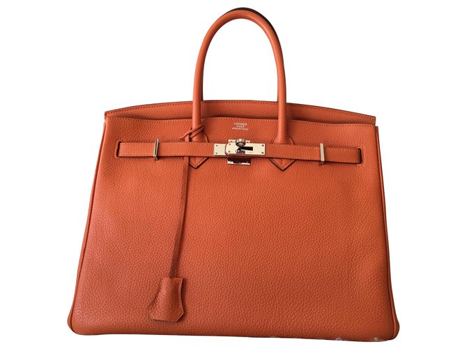 Hermès HERMES BIRKIN 35 Orange Leather  ref.146493