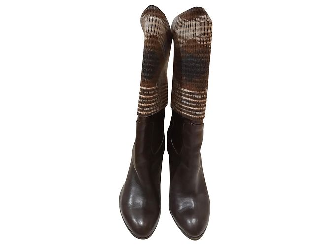 Botas Missoni de cuero marrón talla 38 Castaño