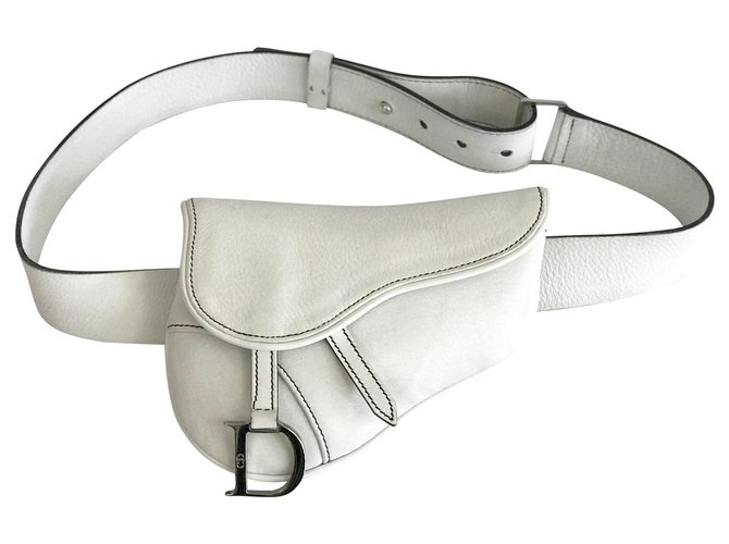 Saddle Alforja Dior Blanco Cuero  ref.146507