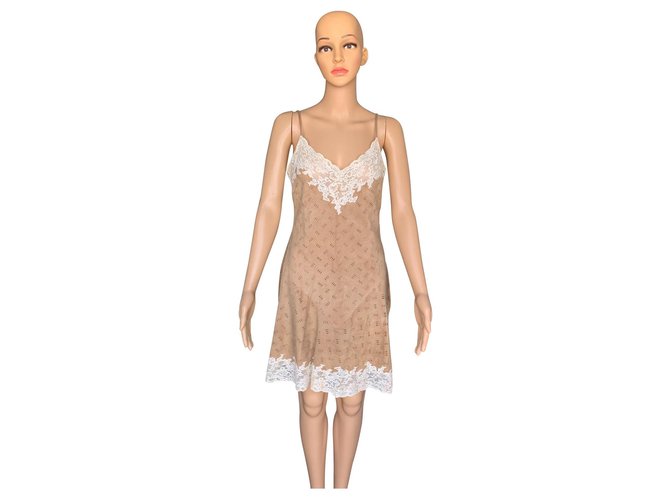 Christian Dior Dresses Beige Suede Lace  ref.146552