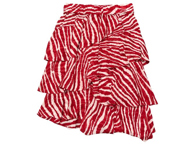 Isabel Marant Etoile Skirts Red Cream Viscose  ref.146563