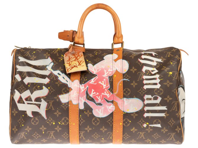 Handmade Mickey Mouse on Louis Vuitton Sac Plat bag  Painted bags,  Handpainted bags, Louis vuitton sac plat
