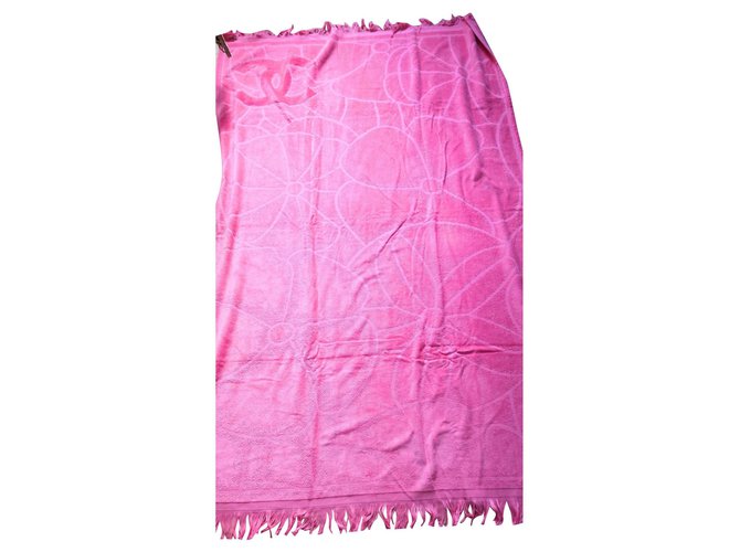 Sublime Chanel bath towel sheet Pink Cotton  ref.146595