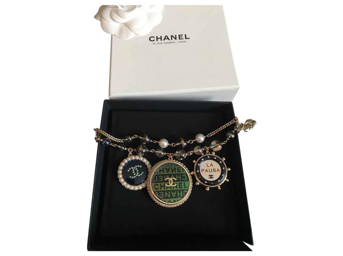 Chanel Pulseira Azul Ouro  ref.146684