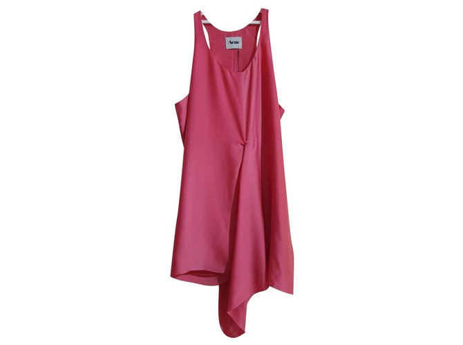 Acne Dresses Pink Polyester Viscose  ref.146686