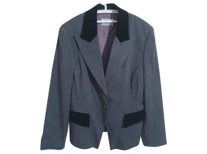 Vintage Jackets Black Grey Polyester Viscose  ref.146732