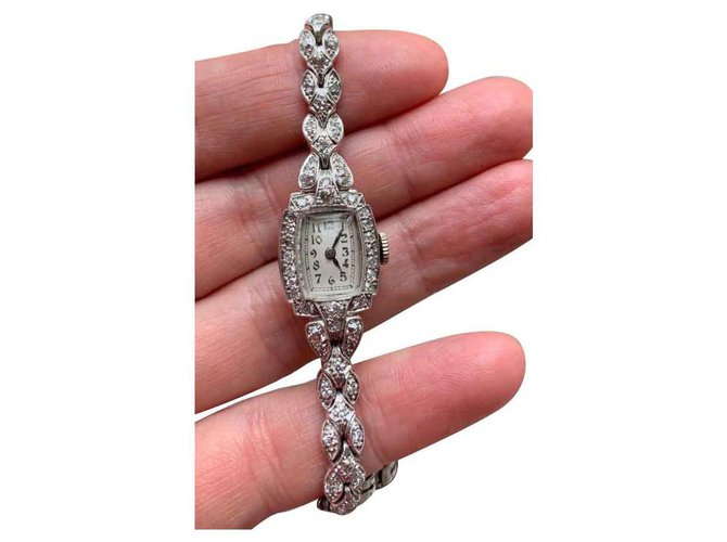 Autre Marque Orologio vintage Granat in platino e diamanti Argento  ref.146763